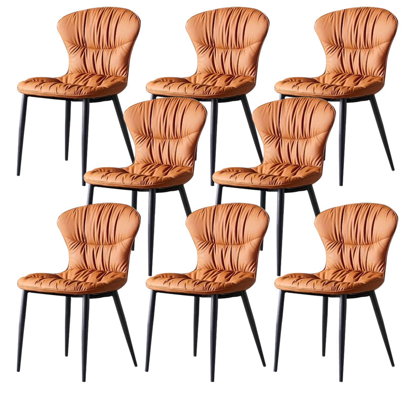 Sedia laterale in pelle finta gambe nere sala da pranzo parsons sedia