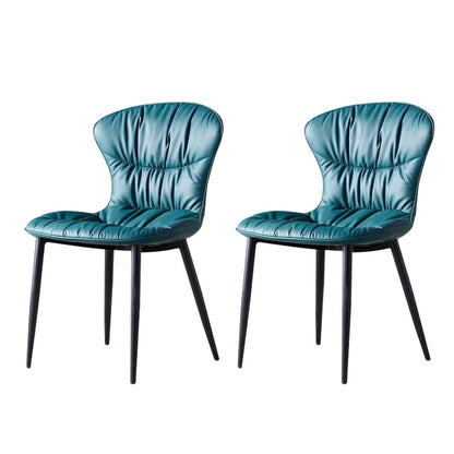 Sedia laterale in pelle finta gambe nere sala da pranzo parsons sedia