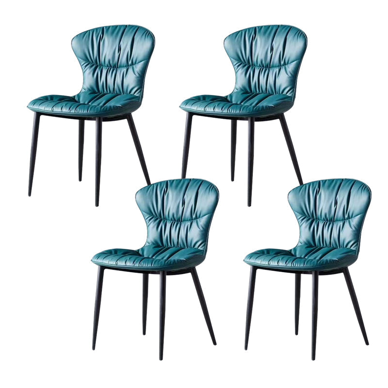 Sedia laterale in pelle finta gambe nere sala da pranzo parsons sedia