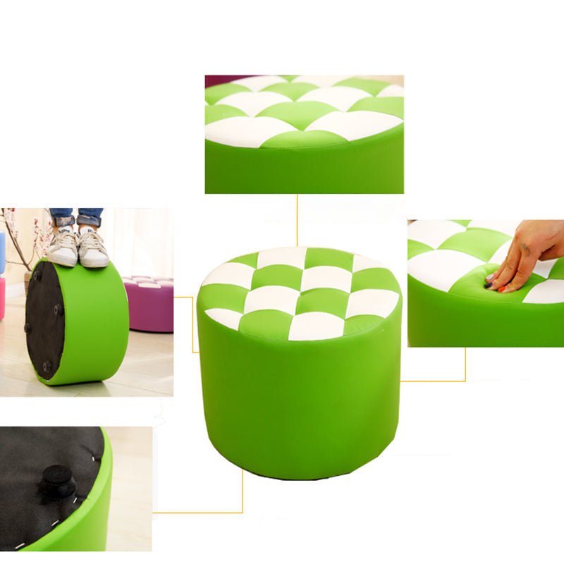 Modern Round Pouf Check Pattern Water Resistant Pouf for Home Decor Clearhalo 'furn' 'furn_ottomans_poufs' 'Furniture' 'Living Room Furniture' 'Ottomans & Poufs' 'ottomans_poufs' 6682751