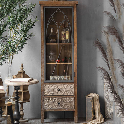 Tradizionale panorama in legno massiccio porte in vetro a buffet per camera da letto