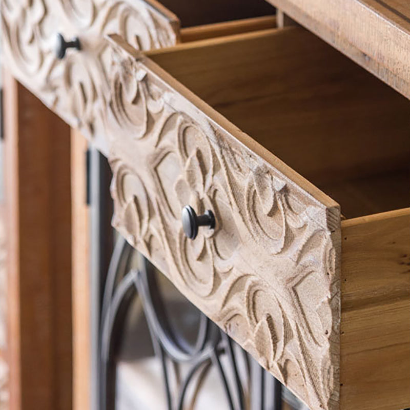 Tradizionale panorama in legno massiccio porte in vetro a buffet per camera da letto