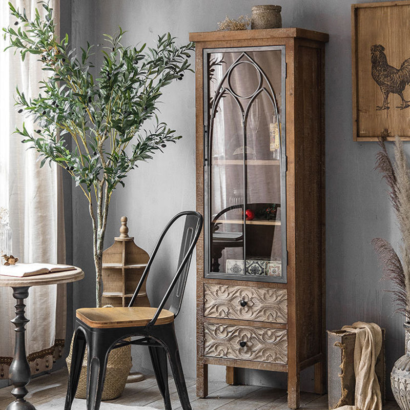 Tradizionale panorama in legno massiccio porte in vetro a buffet per camera da letto