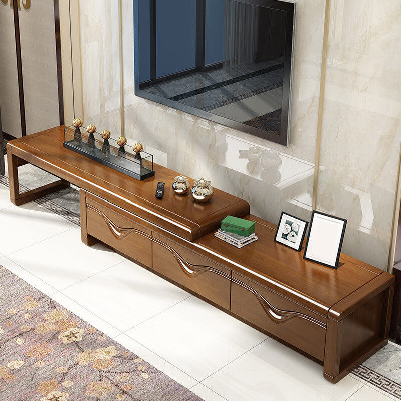 Solid Wood Media Console Traditional TV Stand Console with Drawers Nut-Brown Clearhalo 'furn' 'furn_tv_stands_entertainment_centers' 'Furniture' 'Living Room Furniture' 'TV Stands & Entertainment Centers' 'TV Stands & Media Storage Furniture' 'tv_stands_entertainment_centers' 6682870