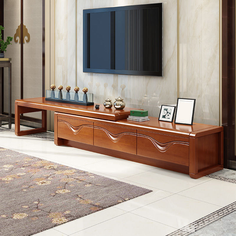 Solid Wood Media Console Traditional TV Stand Console with Drawers Medium Wood Clearhalo 'furn' 'furn_tv_stands_entertainment_centers' 'Furniture' 'Living Room Furniture' 'TV Stands & Entertainment Centers' 'TV Stands & Media Storage Furniture' 'tv_stands_entertainment_centers' 6682873