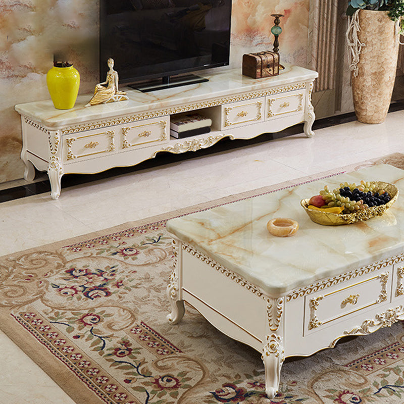 Glam TV Media Console Open Storage TV Console with 4 Drawers Clearhalo 'furn' 'furn_tv_stands_entertainment_centers' 'Furniture' 'Living Room Furniture' 'TV Stands & Entertainment Centers' 'TV Stands & Media Storage Furniture' 'tv_stands_entertainment_centers' 6682883