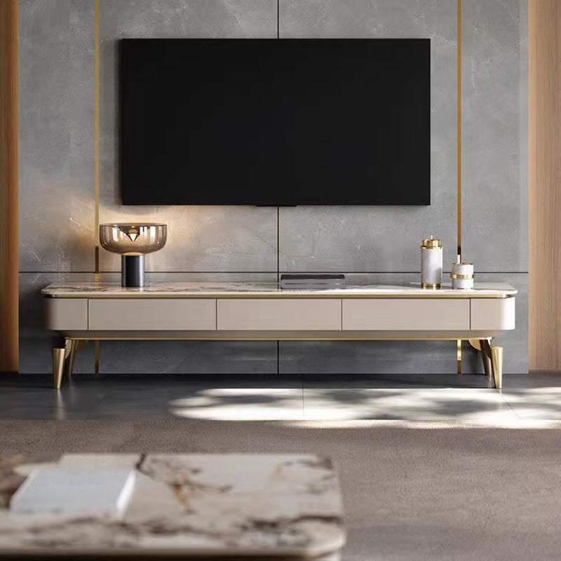 Contemporary TV Media Console Stone TV Console with 3 Drawers 71"L x 16"W x 16"H Clearhalo 'furn' 'furn_tv_stands_entertainment_centers' 'Furniture' 'Living Room Furniture' 'TV Stands & Entertainment Centers' 'TV Stands & Media Storage Furniture' 'tv_stands_entertainment_centers' 6682948