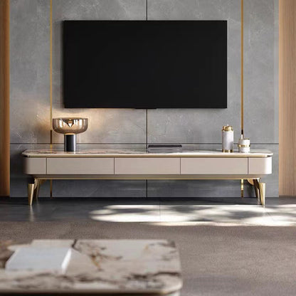 Contemporary TV Media Console Stone TV Console with 3 Drawers 71"L x 16"W x 16"H Clearhalo 'furn' 'furn_tv_stands_entertainment_centers' 'Furniture' 'Living Room Furniture' 'TV Stands & Entertainment Centers' 'TV Stands & Media Storage Furniture' 'tv_stands_entertainment_centers' 6682948