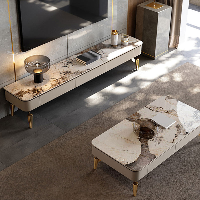 Contemporary TV Media Console Stone TV Console with 3 Drawers Clearhalo 'furn' 'furn_tv_stands_entertainment_centers' 'Furniture' 'Living Room Furniture' 'TV Stands & Entertainment Centers' 'TV Stands & Media Storage Furniture' 'tv_stands_entertainment_centers' 6682949