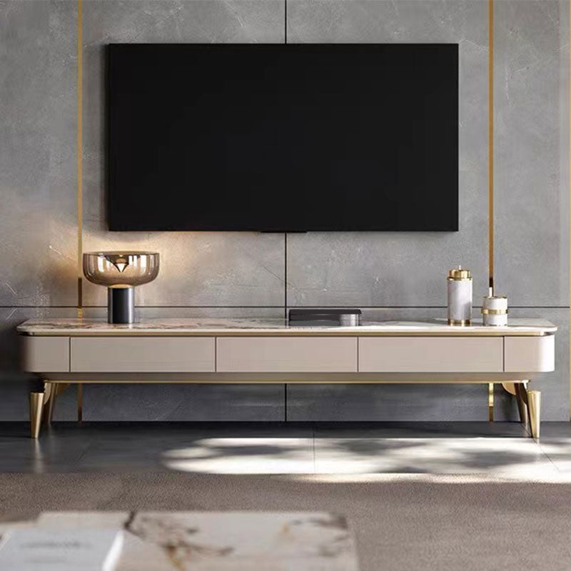 Contemporary TV Media Console Stone TV Console with 3 Drawers 94.5"L x 16"W x 16"H Clearhalo 'furn' 'furn_tv_stands_entertainment_centers' 'Furniture' 'Living Room Furniture' 'TV Stands & Entertainment Centers' 'TV Stands & Media Storage Furniture' 'tv_stands_entertainment_centers' 6682950