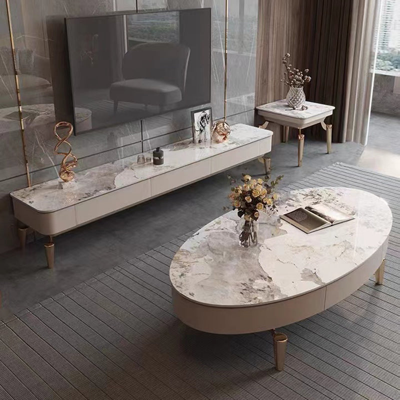 Contemporary TV Media Console Stone TV Console with 3 Drawers Clearhalo 'furn' 'furn_tv_stands_entertainment_centers' 'Furniture' 'Living Room Furniture' 'TV Stands & Entertainment Centers' 'TV Stands & Media Storage Furniture' 'tv_stands_entertainment_centers' 6682958