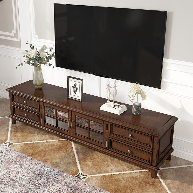 Traditional TV Media Console Solid Wood TV Console with Drawers 79"L x 16"W x 22"H Clearhalo 'furn' 'furn_tv_stands_entertainment_centers' 'Furniture' 'Living Room Furniture' 'TV Stands & Entertainment Centers' 'TV Stands & Media Storage Furniture' 'tv_stands_entertainment_centers' 6682965