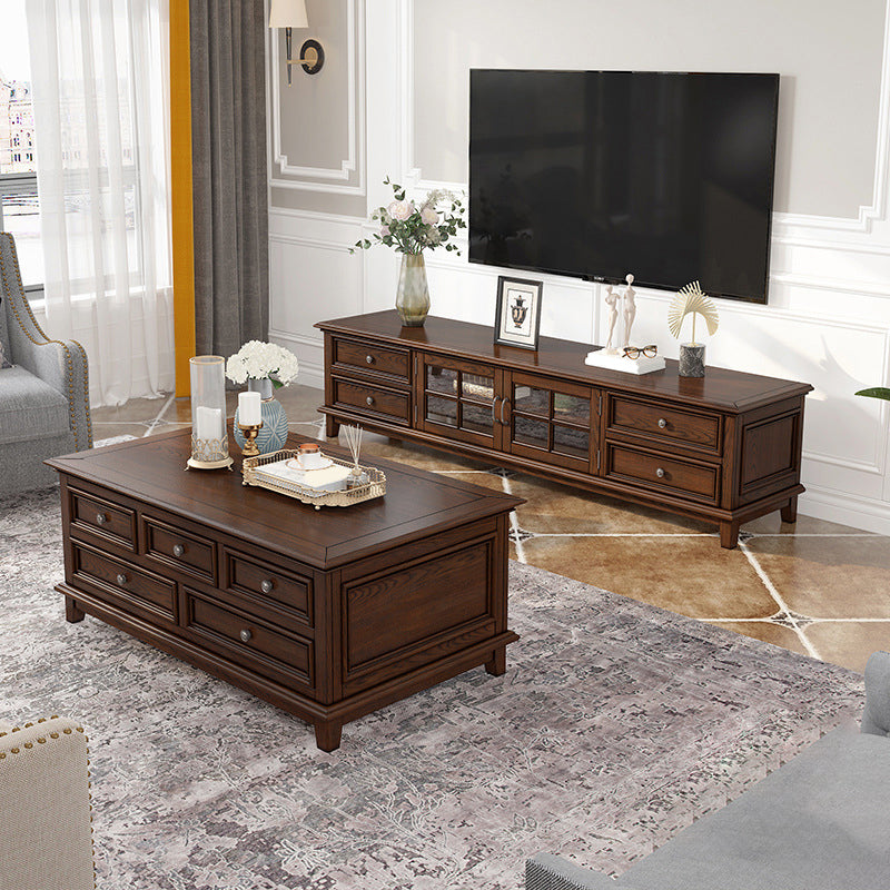 Traditional TV Media Console Solid Wood TV Console with Drawers Clearhalo 'furn' 'furn_tv_stands_entertainment_centers' 'Furniture' 'Living Room Furniture' 'TV Stands & Entertainment Centers' 'TV Stands & Media Storage Furniture' 'tv_stands_entertainment_centers' 6682966