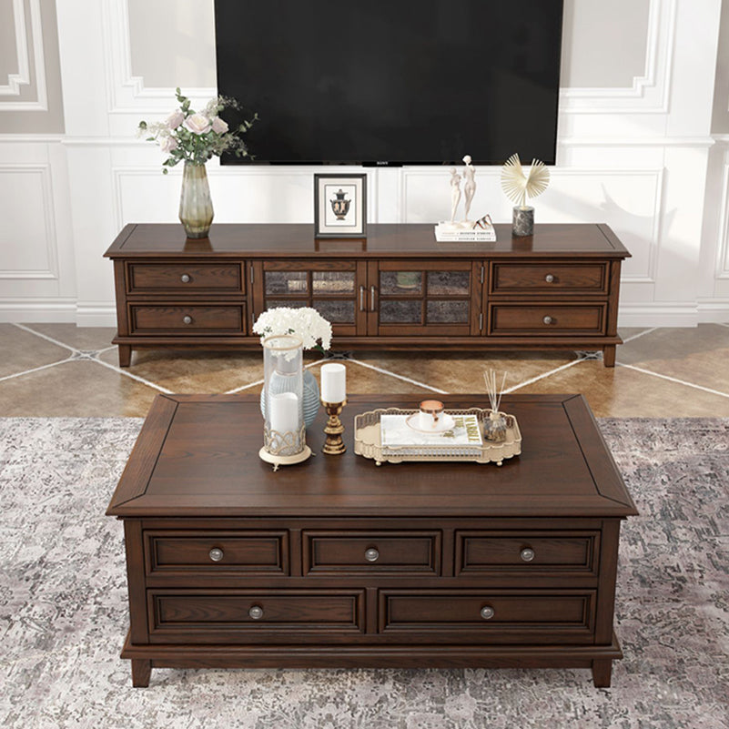 Traditional TV Media Console Solid Wood TV Console with Drawers Clearhalo 'furn' 'furn_tv_stands_entertainment_centers' 'Furniture' 'Living Room Furniture' 'TV Stands & Entertainment Centers' 'TV Stands & Media Storage Furniture' 'tv_stands_entertainment_centers' 6682974