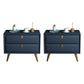 Contemporary Bed Nightstand Leather Bedside Cabinet with 2 Drawers Royal Blue 2 Piece Set Clearhalo 'Bedroom Furniture' 'furn' 'furn_night_stand' 'Furniture' 'night_stand' 'Nightstands' 6683094