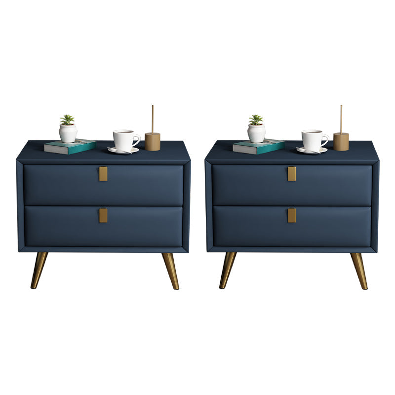 Contemporary Bed Nightstand Leather Bedside Cabinet with 2 Drawers Royal Blue 2 Piece Set Clearhalo 'Bedroom Furniture' 'furn' 'furn_night_stand' 'Furniture' 'night_stand' 'Nightstands' 6683094