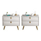 Contemporary Bed Nightstand Leather Bedside Cabinet with 2 Drawers Off-White 2 Piece Set Clearhalo 'Bedroom Furniture' 'furn' 'furn_night_stand' 'Furniture' 'night_stand' 'Nightstands' 6683095