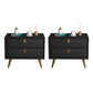 Contemporary Bed Nightstand Leather Bedside Cabinet with 2 Drawers Black 2 Piece Set Clearhalo 'Bedroom Furniture' 'furn' 'furn_night_stand' 'Furniture' 'night_stand' 'Nightstands' 6683098