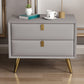Contemporary Bed Nightstand Leather Bedside Cabinet with 2 Drawers Khaki 1 Piece Clearhalo 'Bedroom Furniture' 'furn' 'furn_night_stand' 'Furniture' 'night_stand' 'Nightstands' 6683099