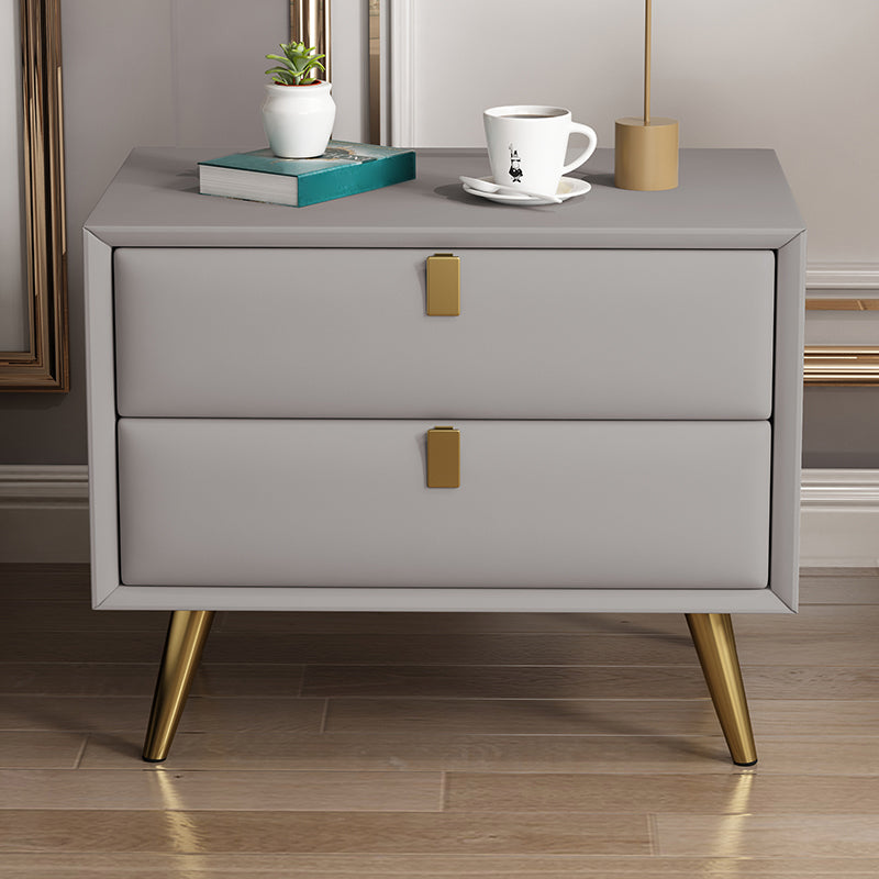Contemporary Bed Nightstand Leather Bedside Cabinet with 2 Drawers Khaki 1 Piece Clearhalo 'Bedroom Furniture' 'furn' 'furn_night_stand' 'Furniture' 'night_stand' 'Nightstands' 6683099