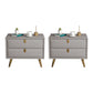 Contemporary Bed Nightstand Leather Bedside Cabinet with 2 Drawers Khaki 2 Piece Set Clearhalo 'Bedroom Furniture' 'furn' 'furn_night_stand' 'Furniture' 'night_stand' 'Nightstands' 6683102