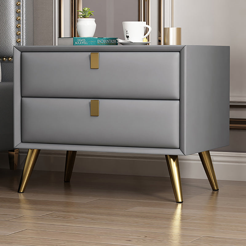 Contemporary Bed Nightstand Leather Bedside Cabinet with 2 Drawers Clearhalo 'Bedroom Furniture' 'furn' 'furn_night_stand' 'Furniture' 'night_stand' 'Nightstands' 6683107