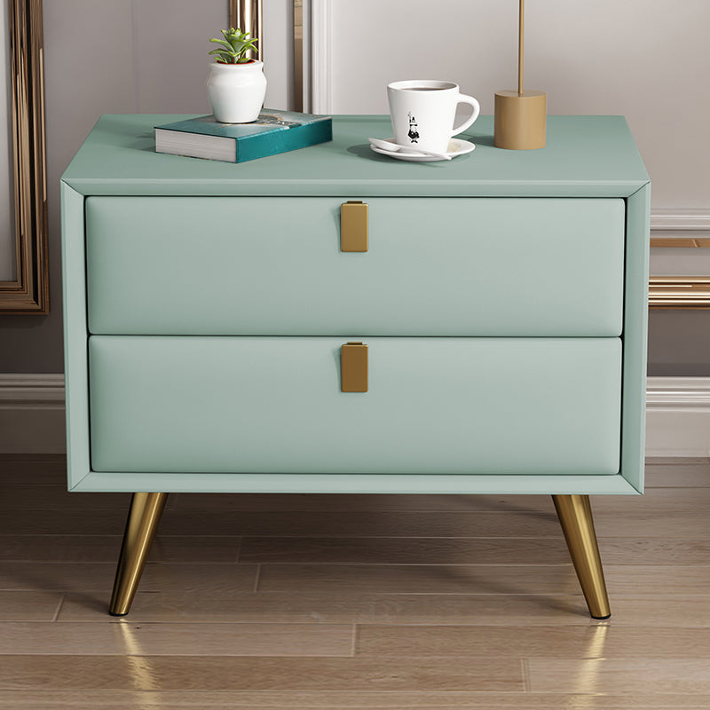 Contemporary Bed Nightstand Leather Bedside Cabinet with 2 Drawers Fruit Green 1 Piece Clearhalo 'Bedroom Furniture' 'furn' 'furn_night_stand' 'Furniture' 'night_stand' 'Nightstands' 6683110