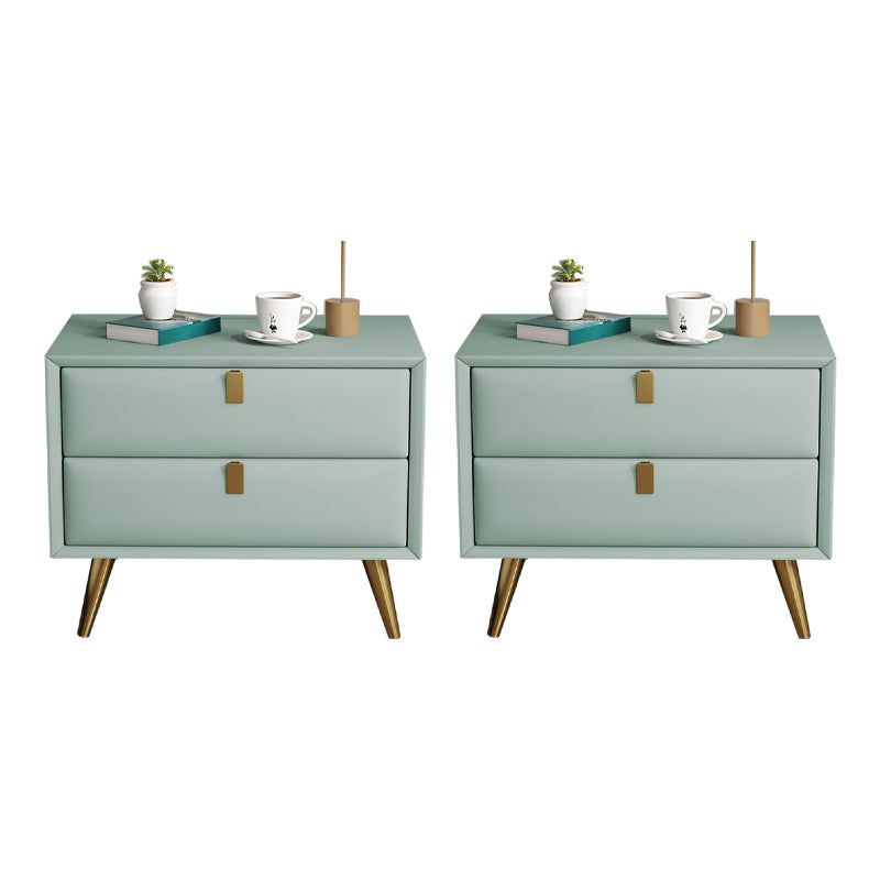 Contemporary Bed Nightstand Leather Bedside Cabinet with 2 Drawers Fruit Green 2 Piece Set Clearhalo 'Bedroom Furniture' 'furn' 'furn_night_stand' 'Furniture' 'night_stand' 'Nightstands' 6683111