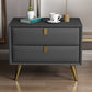 Contemporary Bed Nightstand Leather Bedside Cabinet with 2 Drawers Dark Gray 1 Piece Clearhalo 'Bedroom Furniture' 'furn' 'furn_night_stand' 'Furniture' 'night_stand' 'Nightstands' 6683116