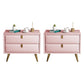 Contemporary Bed Nightstand Leather Bedside Cabinet with 2 Drawers Pink 2 Piece Set Clearhalo 'Bedroom Furniture' 'furn' 'furn_night_stand' 'Furniture' 'night_stand' 'Nightstands' 6683119