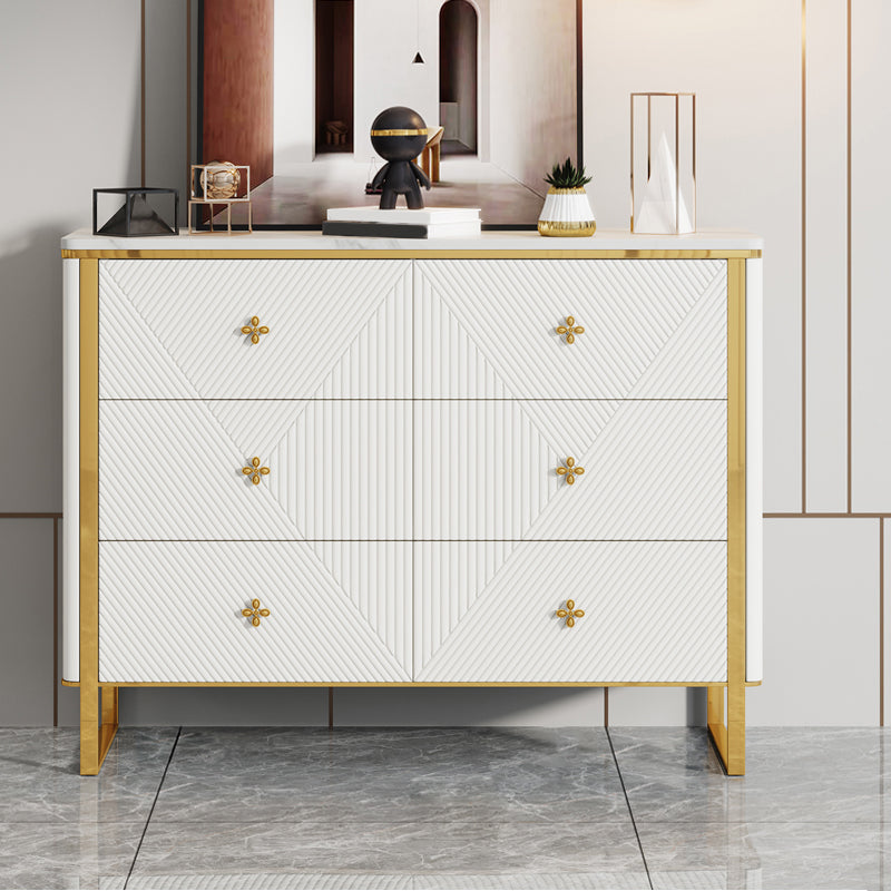 Cómoda doble horizontal Glam, cómoda de almacenamiento de piedra para dormitorio
