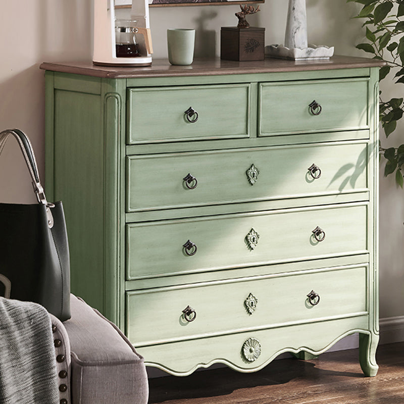 Distressed Storage Chest Dresser Traditional Dresser with Drawers 39"L x 14"W x 37"H Green Clearhalo 'Bedroom Furniture' 'Dressers & Chests' 'dressers_chests' 'furn' 'furn_dressers_chests' 'Furniture' 6683645