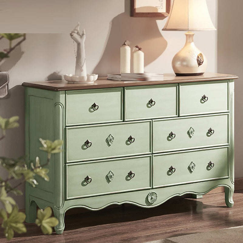 Distressed Storage Chest Dresser Traditional Dresser with Drawers 48"L x 15"W x 30"H Green Clearhalo 'Bedroom Furniture' 'Dressers & Chests' 'dressers_chests' 'furn' 'furn_dressers_chests' 'Furniture' 6683646