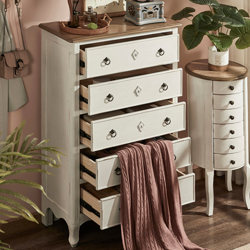 Distressed Storage Chest Dresser Traditional Dresser with Drawers 31"L x 14"W x 47"H White Clearhalo 'Bedroom Furniture' 'Dressers & Chests' 'dressers_chests' 'furn' 'furn_dressers_chests' 'Furniture' 6683648