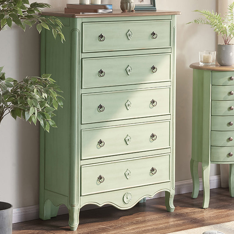 Distressed Storage Chest Dresser Traditional Dresser with Drawers 31"L x 14"W x 47"H Green Clearhalo 'Bedroom Furniture' 'Dressers & Chests' 'dressers_chests' 'furn' 'furn_dressers_chests' 'Furniture' 6683650
