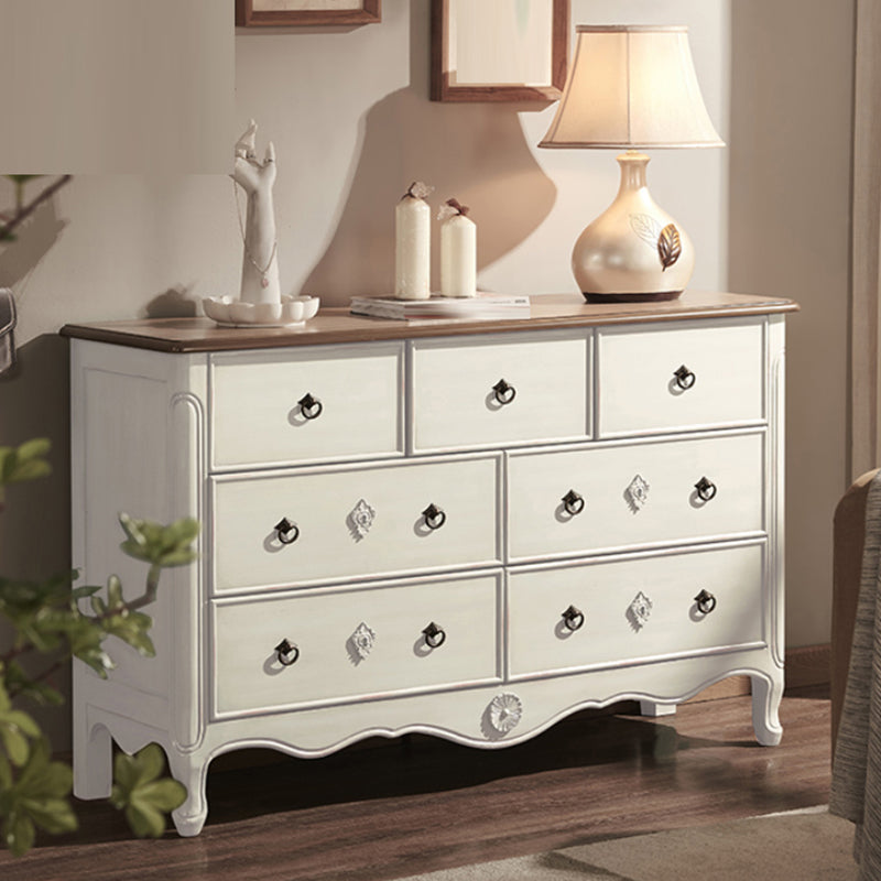 Distressed Storage Chest Dresser Traditional Dresser with Drawers 48"L x 15"W x 30"H White Clearhalo 'Bedroom Furniture' 'Dressers & Chests' 'dressers_chests' 'furn' 'furn_dressers_chests' 'Furniture' 6683654
