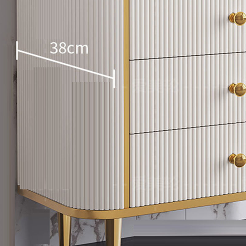 Cómoda de almacenamiento de piedra para dormitorio Glam en blanco con cajones