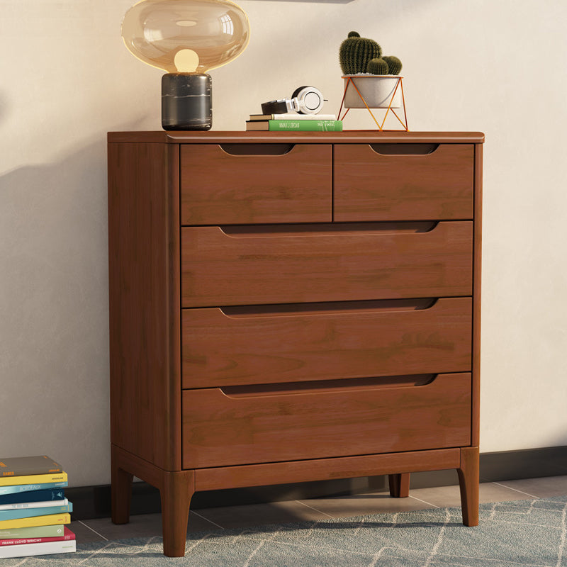 Contemporary Chest Home Rubber Wood Storage Chest with Drawers Nut-Brown 5 Clearhalo 'Bedroom Furniture' 'Dressers & Chests' 'dressers_chests' 'furn' 'furn_dressers_chests' 'Furniture' 6683692