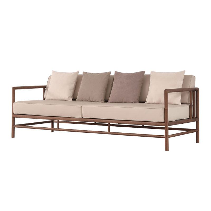 Tropical Loose Back Seating Square Arm Sofa in Brown and Beige