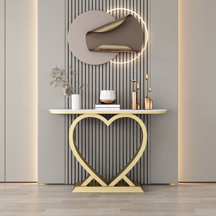 Tavolo accento in pietra glam tavolo da divano di divano di mezzo luna per sala