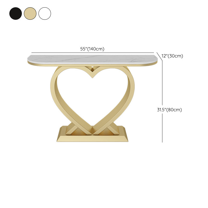 Tavolo accento in pietra glam tavolo da divano di divano di mezzo luna per sala
