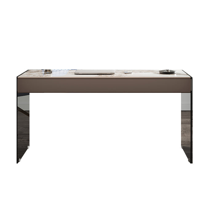 Moderne 3 Schubladen Office Desk 23.62 "W rechteckiger Schreibtisch mit Glasbasis