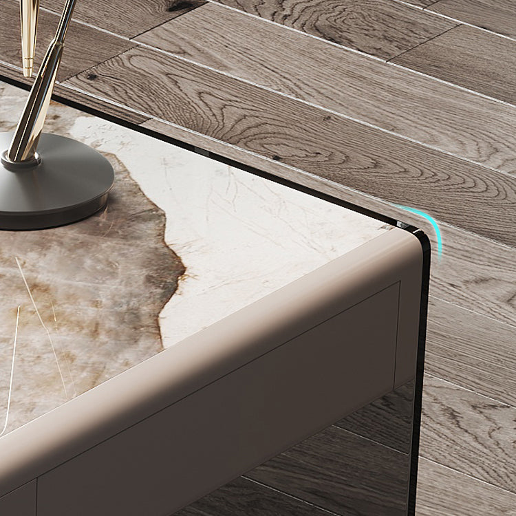 Moderne 3 Schubladen Office Desk 23.62 "W rechteckiger Schreibtisch mit Glasbasis