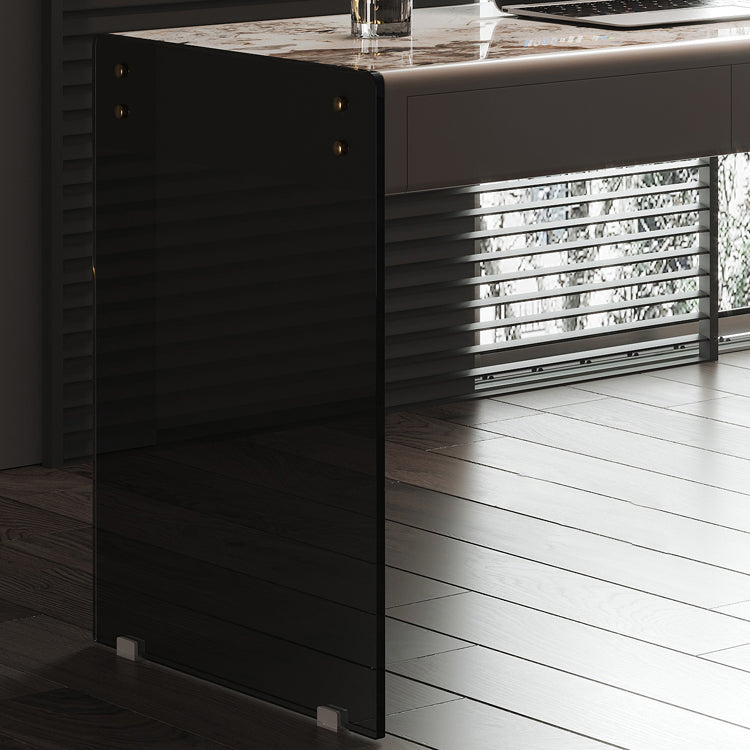 Moderne 3 Schubladen Office Desk 23.62 "W rechteckiger Schreibtisch mit Glasbasis