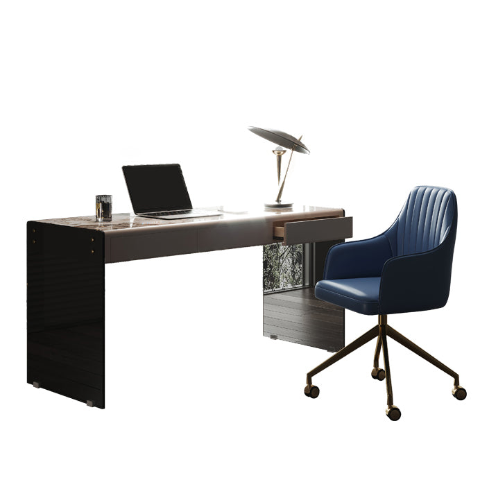 Moderne 3 Schubladen Office Desk 23.62 "W rechteckiger Schreibtisch mit Glasbasis