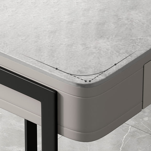 Moderner Steinkrümmungstisch 23.62 "großer grauer Schreibtisch mit 2 Schubladen