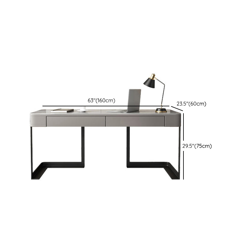 Moderner Steinkrümmungstisch 23.62 "großer grauer Schreibtisch mit 2 Schubladen
