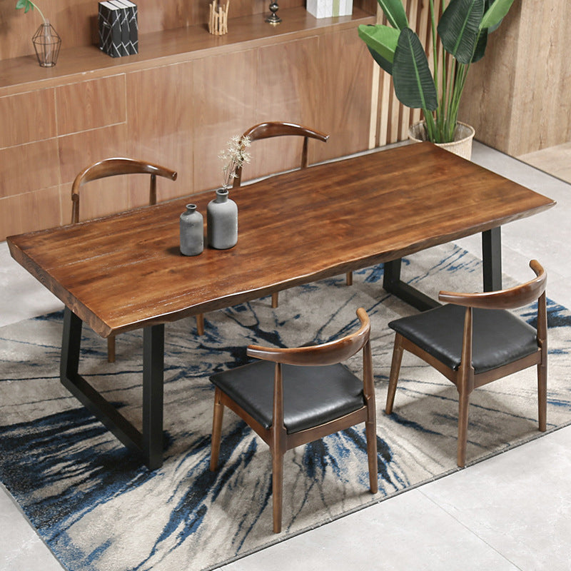 Contemporary Pine Office Desk Rectangular Iron Writing Desk for Office