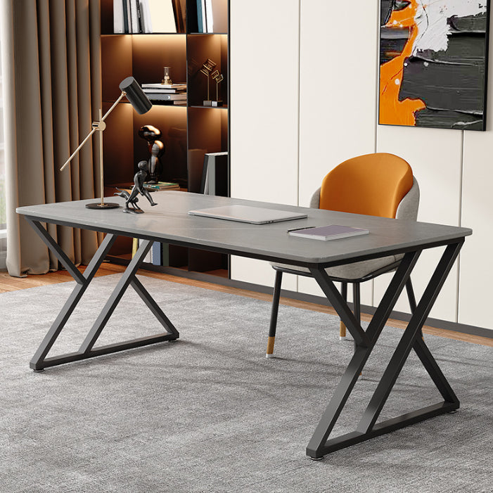 オフィス用の現代的な石造りのデスク曲線灰色のライティングデスク
