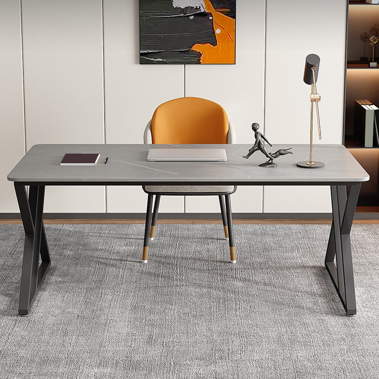 オフィス用の現代的な石造りのデスク曲線灰色のライティングデスク